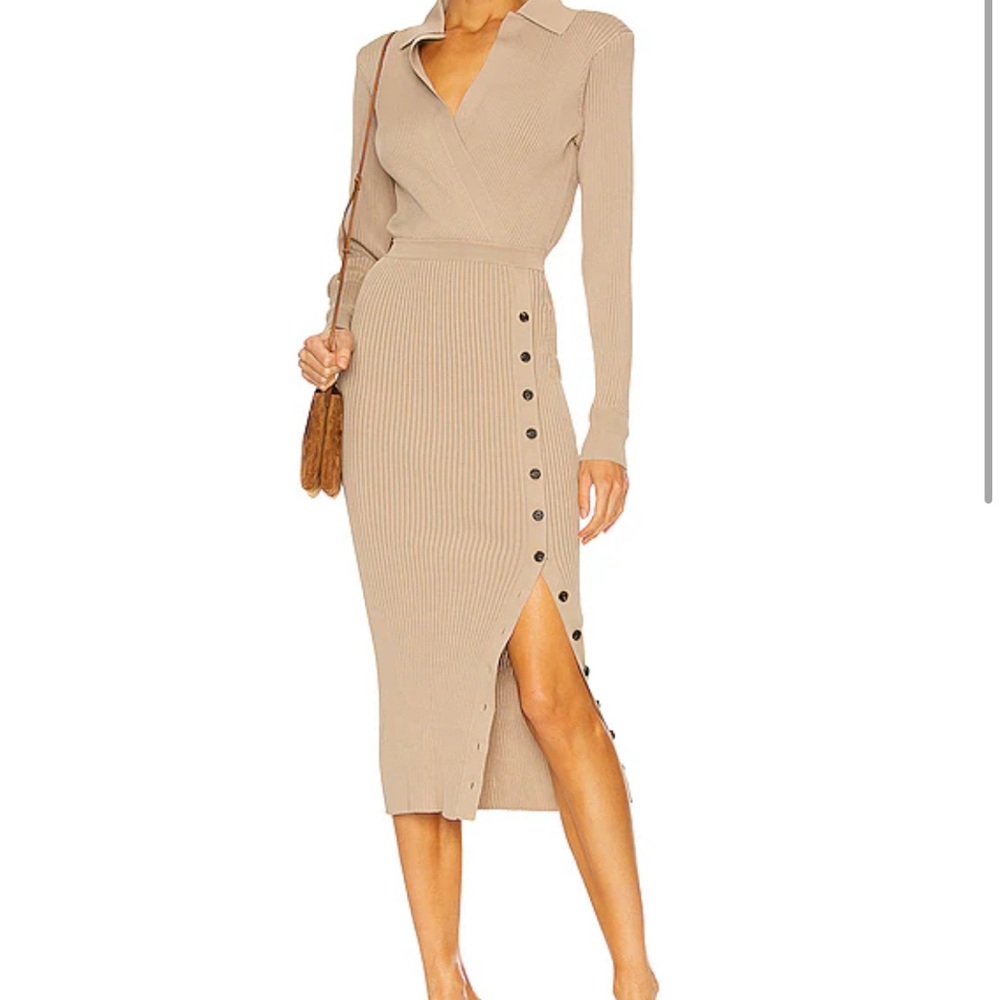 Self Portrait Tan Midi Dress Size S